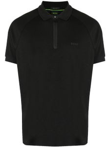 BOSS polo zippé à logo imprimé - Noir