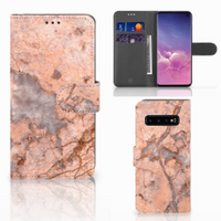 Samsung Galaxy S10 Bookcase Marmer Oranje - thumbnail