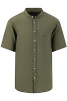 Fynch-Hatton Casual Fit Linnen Overhemd groen, Effen