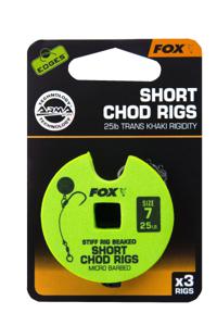 Fox Edge Armapoint Stiff Rig Beaked Chod Rigs Short 3St. 25LB Size 7