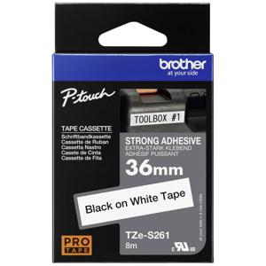 Brother TZe-S261 Labeltape extra sterk klevend Tapekleur: Wit Tekstkleur: Zwart 36 mm 8 m