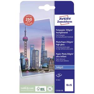 Avery-Zweckform Premium Photo Paper Inkjet C2550-50 Fotopapier 10 x 15 cm 250 g/m² 50 vellen Hoogglans