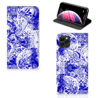 Mobiel BookCase Apple iPhone 11 Pro Max Angel Skull Blauw