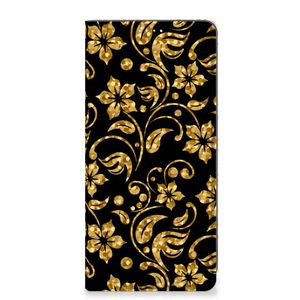 Samsung Galaxy A71 Smart Cover Gouden Bloemen