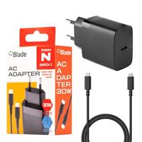 BLADE Oplader voor Switch 2, 30 W, voeding met afneembare kabel, snel opladen voor spelen en opladen, reislader, compatibel met andere versies