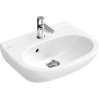 Villeroy & Boch O.novo Compact fontein 45x35cm met overloop 1 kraangat ceramic+ wit 536045R1 - thumbnail