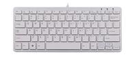 R-Go Tools RGOECQYW Compact Toetsenbord, Ultra-dun, Mini toetsenbord ergonomisch, QWERTY (US) Layout, bedraad, wit
