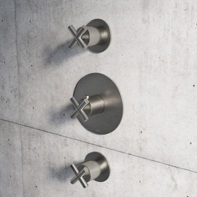 Hotbath Chap inbouw thermostaat met 2 stopkranen geborsteld nikkel Hotbath Chap inbouw thermostaat met 2 stopkranen geborsteld nikkel