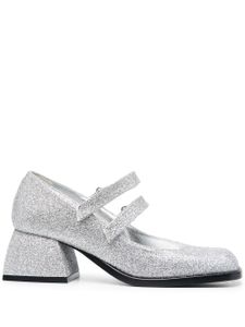 Nodaleto sandales en cuir à paillettes - Argent