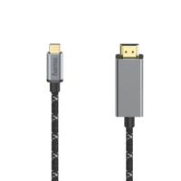Hama 1,5 m lange adapterkabel (videokabel, USB-C-stekker - HDMI™ -stekker, Ultra HD 4K @60Hz, aluminium, 1,50 m)