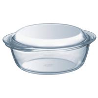 Pyrex Essentials glazen ronde ovenschaal met deksel 2,3 L + 0,7 L