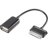 Renkforce USB-kabel USB 2.0 Samsung stekker 30-pins, USB-A bus 0.10 m Zwart Met OTG-functie, Vergulde steekcontacten RF-4080786