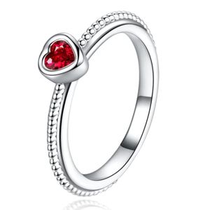 Dames Ring Verzilverd met Rood Hart van Zirkonia