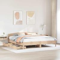 vidaXL Bedframe met hoofdbord massief grenenhout 180x200 cm, bed, bed ombouw, twijfelaar bed, bedbodem, slaapkamermeubel, 2 persoonsbed