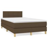 vidaXL Boxspring met matras en LED stof donkerbruin 120x190 cm, bed, boxspringbed, tweepersoonsbed, slaapmeubel, boxspring bed, bed met matras
