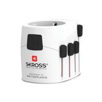 SKROSS | 1.103145 | PRO Light | Universele reisadapter 2 en 3 polen voor Schuko. Nominale spanning en vermogen: 100V – 630W / 250V – 1575W - Geschikt voor pc's en haardrogers. Schokbescherming