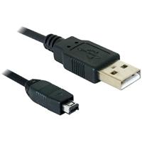 DeLOCK USB Cable 2.0 Mini 4-Pin Hirose 1,5 m USB A USB B Zwart