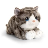 Keel Toys pluche kat/poes knuffeldier - grijs - 32 cm - katten knuffeldieren - Speelgoed   -