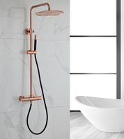 Regendouche set SaniClear Copper Pro | Opbouw | Thermostaatkraan | 2-weg | Rond | Koper geborsteld