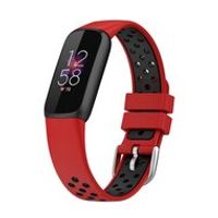 Fitbit Luxe - Siliconen sportbandje - Maat: Large - Rood + zwart - thumbnail