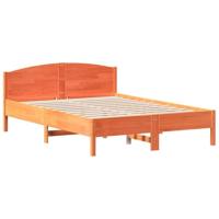 vidaXL Bedframe met hoofdbord massief grenenhout wasbruin 150x200 cm, bed, slaapkamermeubel, houten bed, tweepersoonsbed, houten bedframe, bedbodem