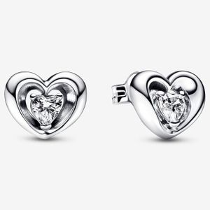 Pandora 292500C01 Oorknoppen Radiant Heart & Floating Stone zilver-zirconia wit