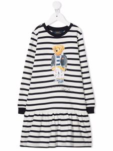 Ralph Lauren Kids robe Polo Bear à rayures - Blanc