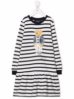 Ralph Lauren Kids robe Polo Bear à rayures - Blanc - thumbnail