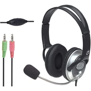 Manhattan 175555 hoofdtelefoon/headset Bedraad Hoofdband Oproepen/muziek Zwart