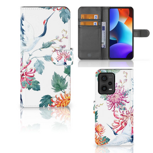 Xiaomi Redmi Note 12 Pro Plus Telefoonhoesje met Pasjes Bird Flowers