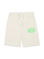 Diesel Kids Katoenen trainingsshorts met logoprint - Wit