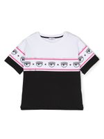 Chiara Ferragni Kids t-shirt en coton à bandes logo - Noir