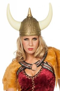 Helm Viking goud met horens