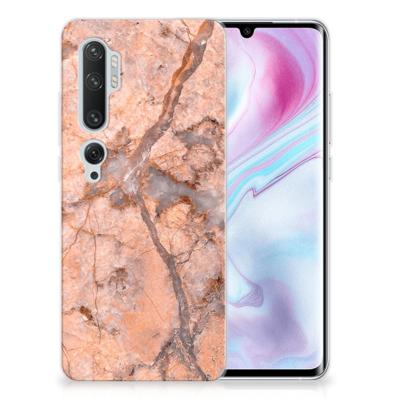 Xiaomi Mi Note 10 Pro TPU Siliconen Hoesje Marmer Oranje Xiaomi Mi Note 10 Pro TPU Siliconen Hoesje Marmer Oranje