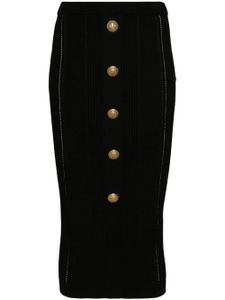 Balmain jupe mi-longue à design nervuré - Noir