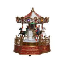 Kerstdorp draaimolen - draaiend - met licht en muziek - 21,5 cm - carrousel