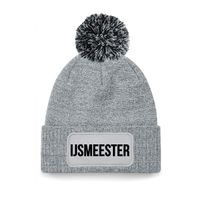 IJsmeester muts met pompon - unisex - one size - grijs One size  - - thumbnail