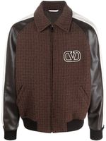 Valentino Garavani veste bomber à empiècements en tweed - Marron - thumbnail