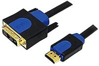 LogiLink 131620 DVI/HDMI aansluitkabel 2,00 m CHB3102 vergulde stekkercontacten, schroefbaar zwart [1x DV, zwart-UHU003