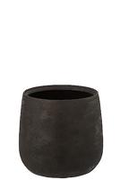 J-Line Bloempot Oneffen Ruw Keramiek Zwart Large
