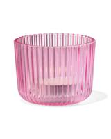 HEMA Theelichthouder S Glas Ribbel Roze (felroze) - thumbnail