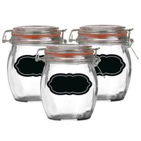 Weckpot/inmaakpot - 4x - 750 ml - glas - met beugelsluiting - incl. etiketten - thumbnail