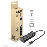 Club 3D USB 3.2 Gen1 Type-A, 3 Ports Hub with Gigabit Ethernet dockingstation