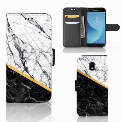Samsung Galaxy J3 2017 Bookcase Marmer Wit Zwart - Origineel Cadeau Man