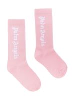 Palm Angels Kids chaussettes nervurées à logo en intarsia - Rose