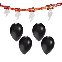 Halloween/horror thema feestslinger - spook - papier - 300 cm - versiering - 10x balloons black