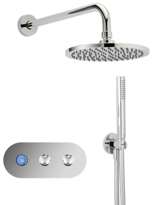 Pure Design Chronos Douche inbouwset elektronische thermostaat chroom Pure Design Chronos Douche inbouwset elektronische thermostaat chroom