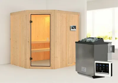 Karibu | Bodo Sauna | Biokachel 9 kW Externe Bediening