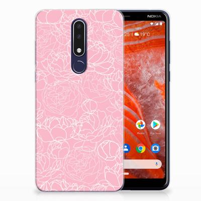 Nokia 3.1 Plus TPU Case White Flowers