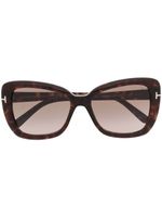 TOM FORD Eyewear lunettes de soleil à monture effet écaille de tortue - Marron